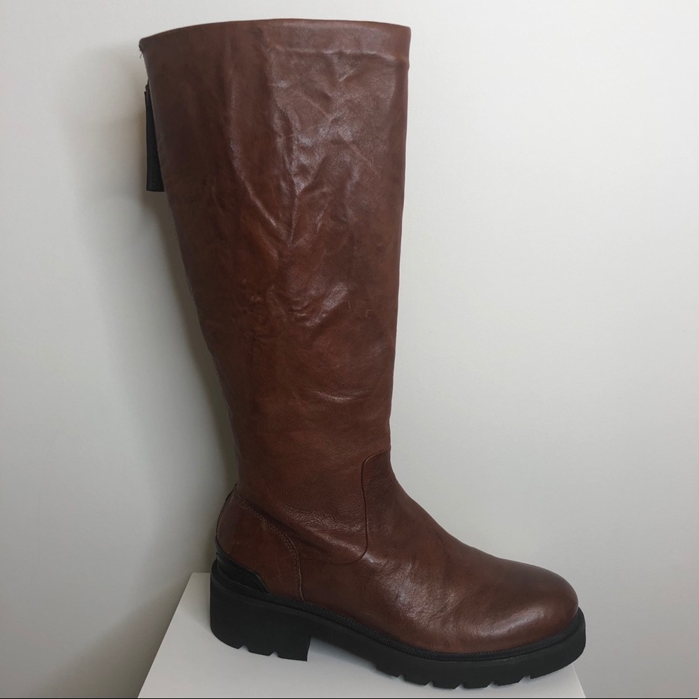 FRYE Allison Back Zip Antiqued Leather Brown Boots